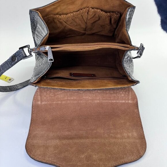 Patricia Nash Croc Embossed Ashmore Bag Smoke Gray  Purse Flap  Turn Lock - Picture 9 of 14